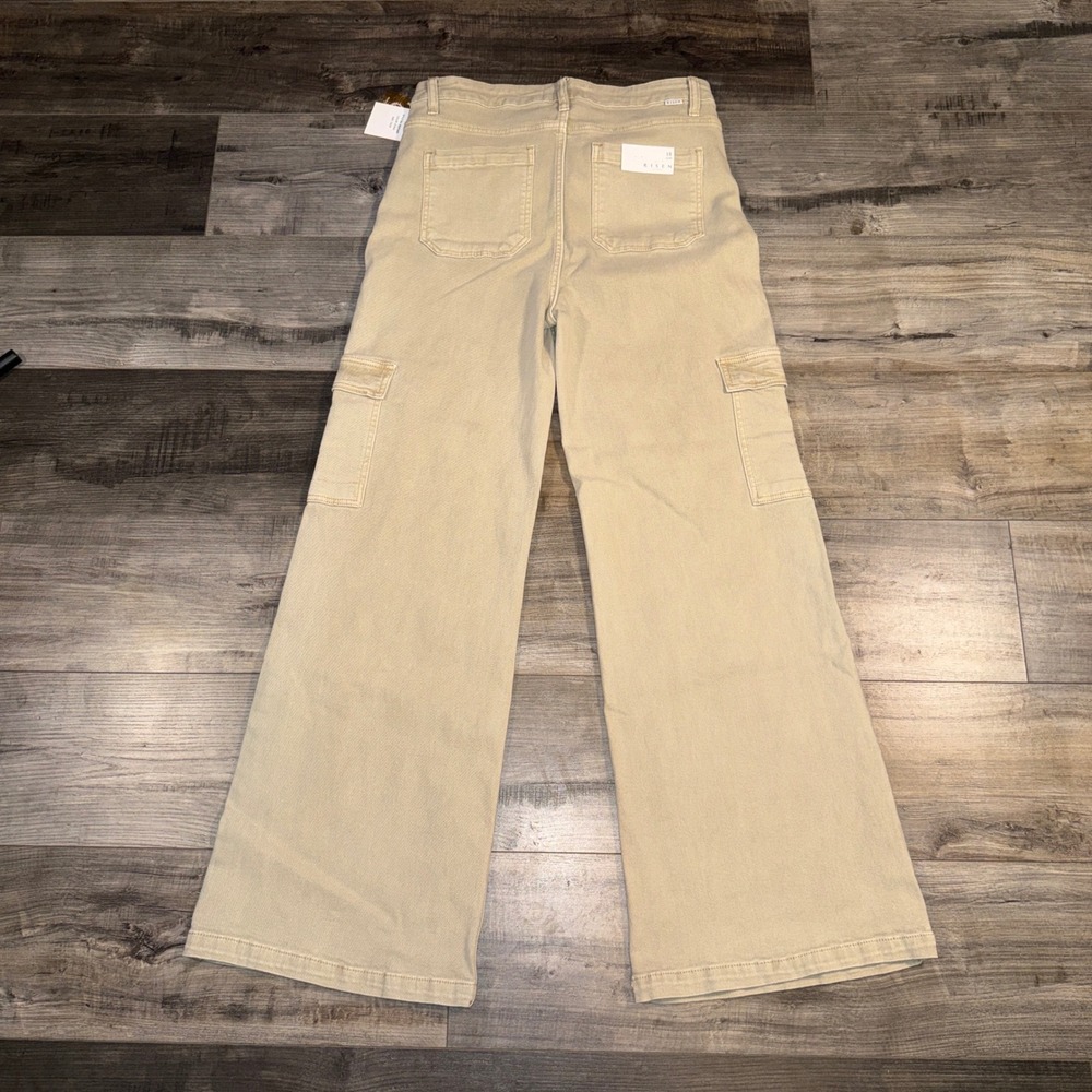 RISEN Womens 15/32 Beige Straight Leg Cargo Jeans Stretch Denim NWT - Picture 4 of 8